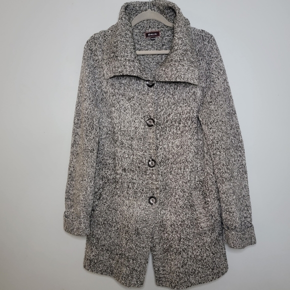 Dahlia XL Grey Knit Long Button Up Jacket - Picture 1 of 11
